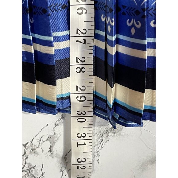 Lane Bryant Womens Pleated Midi Skirt Size 16 Blue & White Floral Print Elastic - Picture 5 of 7